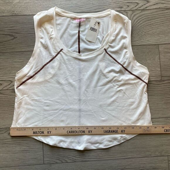 Terez Crop Tank Women's Size Small Off-White Workout Sheer‎ Racerback Casual Gym - Picture 6 of 7